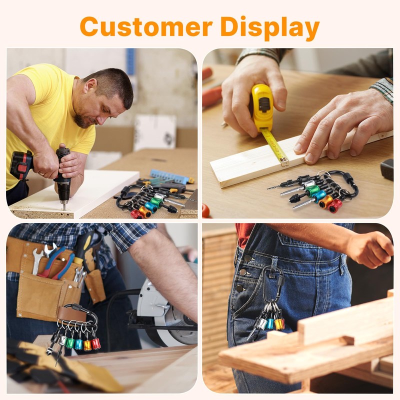 Sopclane 24PCS 1/4 Hex Shank Drill Bit Holder Keychain Extension