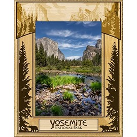 Saddle Mountain Souvenir Yosemite National Park Laser Engraved Wood Picture Frame Portrait (5 x 7)