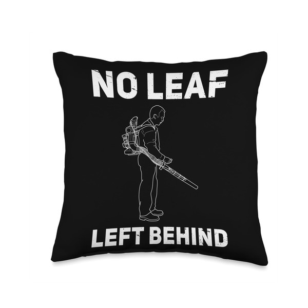 No Leaf Left Behind Autumn Leaf Blower Throw Pillow