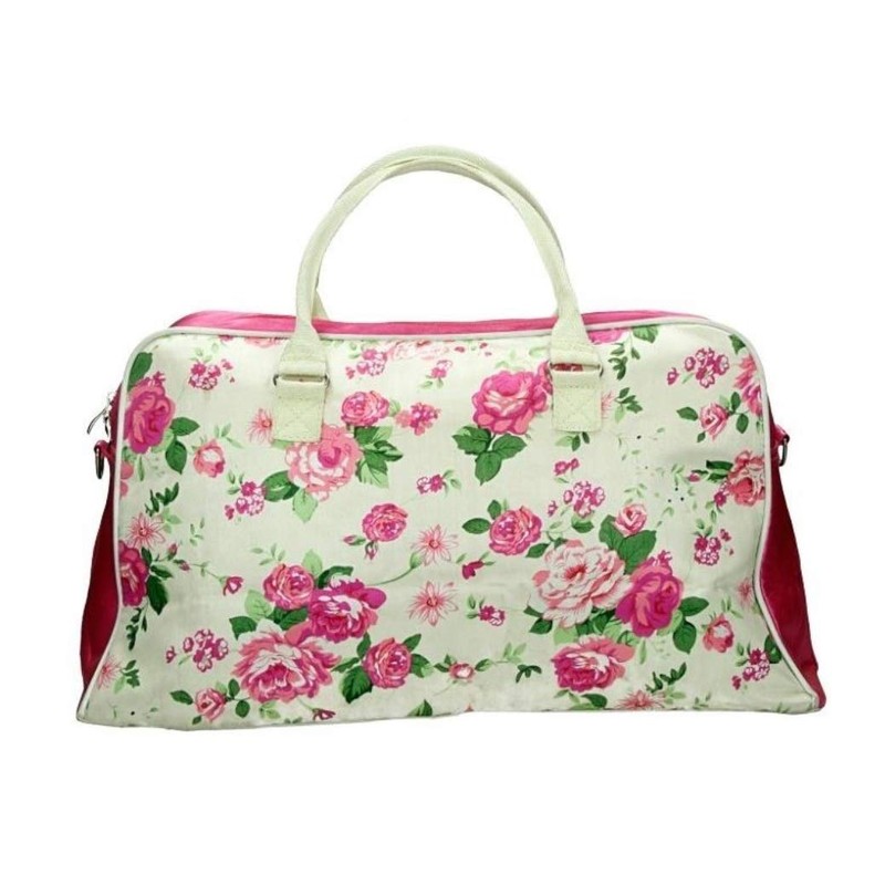 Dugros Floral Printed Satin Nylon Weekender Top Handle Holdall -