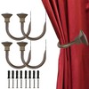 Kowibcl 4Pcs Square Metal Decorative Curtain Holdbacks, Wall Mounted Window