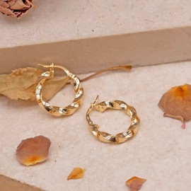 Carissima Gold Women's 9ct Yellow Gold 20mm Twist Tube Creole Earrings