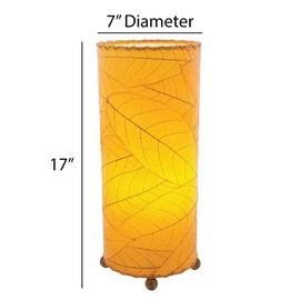 Eangee Home Design Cocoa Leaf Cylinder Table Lamp Orange Shade Made of Real Cocoa Leaves 7 Inches Length x 7 Inches Width x 17 Inches Height (615 t o)