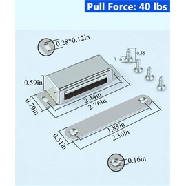 WOOCH Magnetic Door Catch - 50lb High Magnetic Stainless Steel Heavy Duty Catch for Kitchen Bathroom Cupboard Wardrobe Closet Closures Cabinet Door Drawer Latch (2.76 in Silver, 2-Pack)