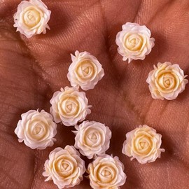 Resin Flatback 8mm Roses - 100pcs Set, Multiple Colors Available for DIY Projects or beadable pens or crafts:_100pcs ivory