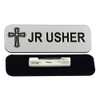 Jr Usher 1 x 3 Name Tag/Badge, Silver, Cross Design