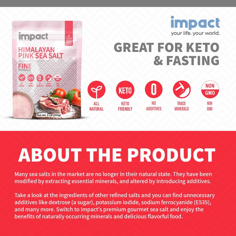 Impact - Fine Himalayan Pink Sea Salt - No Additives