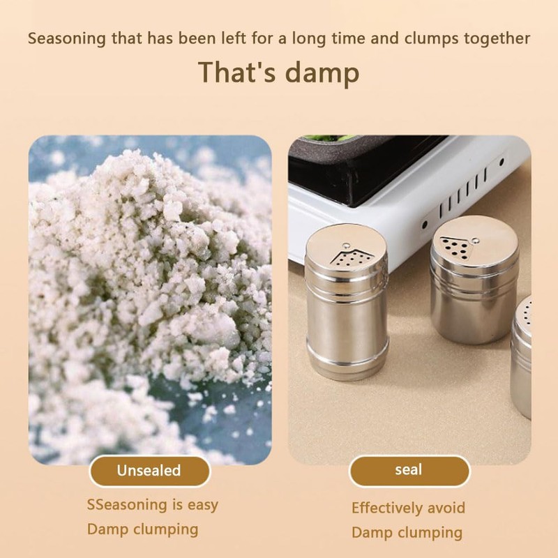 6 PCS Shaker Seasoning Cans with Rotating Cover Steel Seasoning