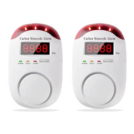 Colorwell Portable Carbon Monoxide Detector for Travelc, Plug in Wall with LED Digital Display Voice Light Plug and Play - 2 PCS