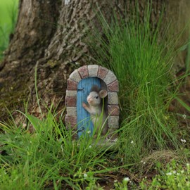 Fyne-Finds Resin Mouse Doorway Fairy Garden Door Ornament Decoration Mice Lover Gift Home