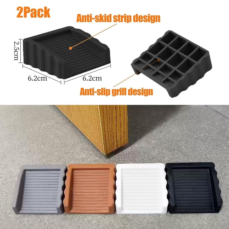 Rubber Door Stoppers Wedge,Bidirectional Door Stops,Small Size Cube Doorstop,Black，2Pack