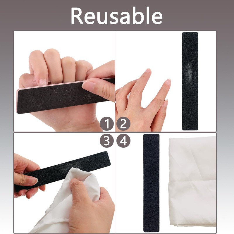 LNAUJS 10 Pack 100/180 Grit Nail Files, Black Professional Reusable