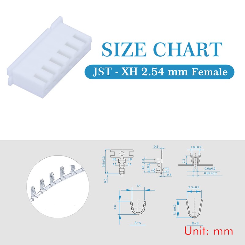 CQRobot JST XH 2.54mm Pitch 6-Pin Electronic Connectors IC Male