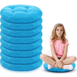 Fumete 16 Inch Round Floor Cushions for Kids and Toddlers, Flexible Seating for Classroom Furniture Floor Pillow for Home, Daycare, Preschool, Yoga and Meditation(Ice Blue,8 Pcs)