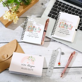 Sinmoe Thank You Gifts Leaving Gift for Teacher Educator Includes 3 Spiral Notebooks in A6 Format 3 Bookmarks 3 Rose Gold Ballpoint Pens 3 Folding Cards 3 Envelopes for Graduation Party