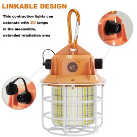 60W Led Temporary Work Light 8700LM Construction Jobsite Lights 5000K Daylight White Portable Linkable Hanging Work Lights for Outdoor Indoor Garage Shop High Bay Warehouse Lighting
