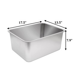 Kichwit Large Stainless Steel Cat Litter Box with High Sides, Metal Litter Pan for Cat, Non Stick Smooth Surface, Easy to Clean (17.5" L x 13.5" W x 7.9" H)