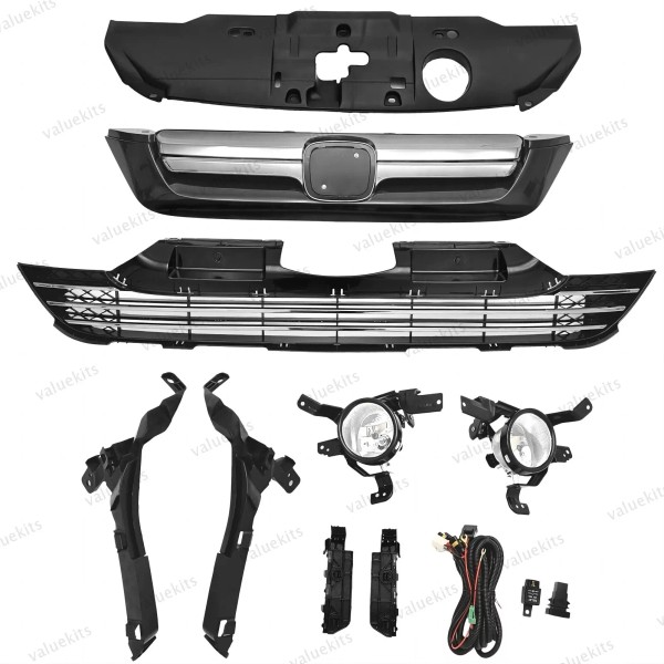 Unbranded 9PC For CR-V 2007-09 Radiator Cover Upper Lower Chrome