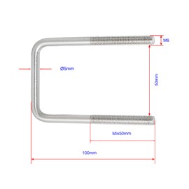 Aopin Square U Bolt 1.97" (50mm) Inside Width U Type Bolt Bracket 304 Stainless M 6 Nuts and Plates Washers for Automotive/Car/Trailer Bumper, Set of 2