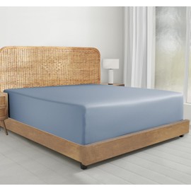 California Design Den King Size Deep Pocket Fitted Sheet, 100% Organic Fitted Sheet King Only, Cooling King Size Percale Fitted Sheet, Lightweight, Snug-Fit, Crisp and Durable, 1 Pc (Blue Hydrangea)