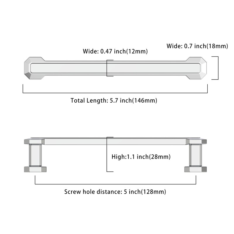 Asidrama 10 Pack 5 Inch(128mm) Polished Chrome Kitchen Cabinet Handles,