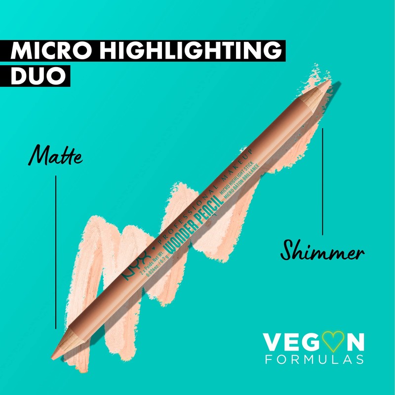 NYX Professional Makeup Augenbrauen-Highlighter, Doppelseitiger Stift, Zum Highlighten, Abdecken und