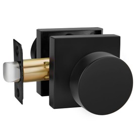 Goldenwarm Passage Door Knobs Black, Zinc-Alloy Heavy Duty Closet Door Knobs, Contemporary Matte Black Door Knob Passage, Matte Black Door Knob for Hallway(1 Pack)