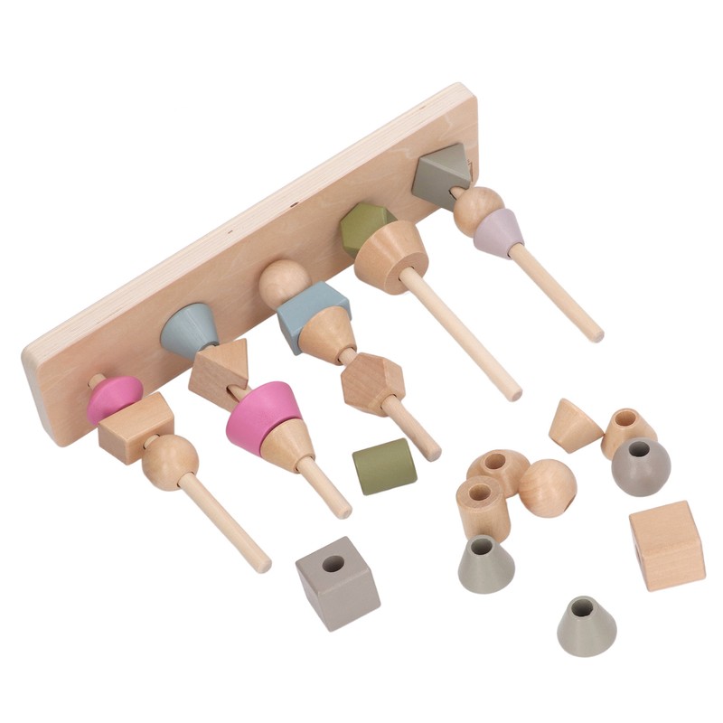 Stack Matching Set Educational Wood with 10 Cards Geometric Shape