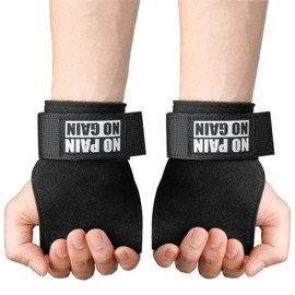 Weight Lifting Wrist Wraps Grip, Double Leather Weight Lifting Straps, Adjustable Neoprene Padded Workout Gym Grip Straps for Deadlift, Pull Up, Powerlifting (Pair, Black)