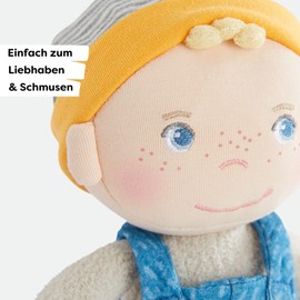 HABA Lasse Cuddly Doll - Soft Rag Doll 25 cm for Babies and Toddlers - No Velcro or irritating seams, ideal from 6 months - Perfect for Baby Time - 2011847001