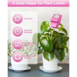 Dr.meter Soil Moisture Meter Tester for Plants, Hygrometer Moisture Sensor for Houseplants Indoor Outdoor Garden Lawn Use - Plant Water Meter Gauge Test Kit, No Battery Needed - Gardening Gifts, Pink