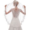 EllieHouse Womens Short Fingertip Length 1 Tier Lace White Wedding