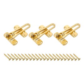 sourcing map 3Pcs Swing Bar Door Lock Zinc Alloy Door Safety Latch Security Door Buckle with Screws for Home Hotel Apartment, Gold