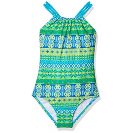 Kanu Surf Jasmine Beach Sport Halter Traje de baño de una Pieza para niña, Mahina Verde, 4