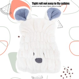 Hair Drying Towel Cap Coral Fleece Quick Dry Hair Hat Soft Skin Friendly Cartoon Ear Shape for Children Bath Home Gym Travel 5pcs Pack
