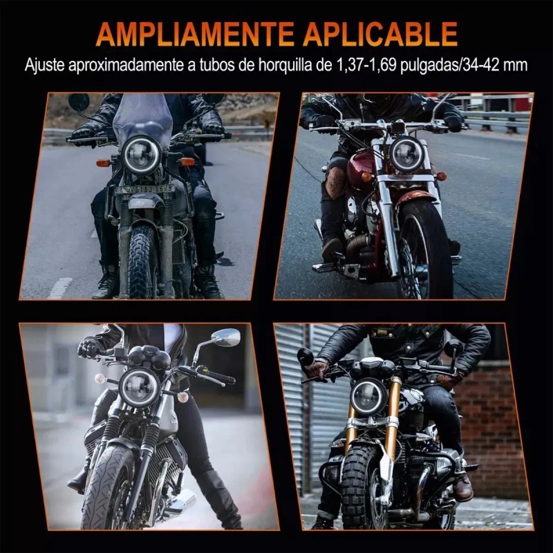 Faro Moto Universal 7 Pulgadas Led Alto Brillo Con Carcasa