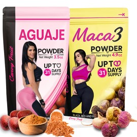 Bigger Butt, Wider HIPS & Thicker Legs – Aguaje CurvyFruit + Maca 3 Powder (Black, Red & Yellow Blend) – Natural Booty & Curve Enhancer – 1 Month Supply