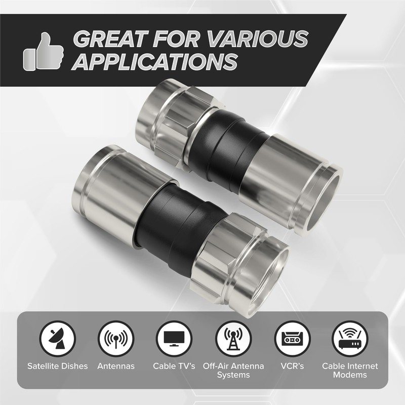 THE CIMPLE CO Coaxial Cable Connector, 10 PCS, RG6 Compression