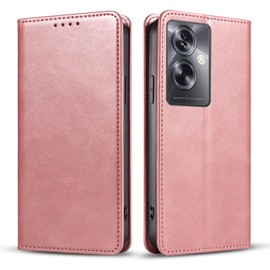 for Oppo Reno 11F 5G (6.7 Inch) Case, FORZARMOR Wallet Cover for Reno11 F Global Version PU Leather Pockets Shockproof Magnetic Flip Card Holder (Rose Gold)