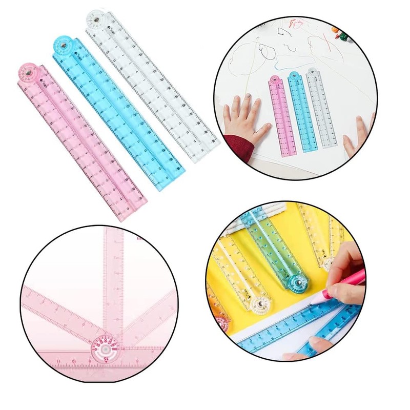 4 Pcs Folding Ruler for School, 30cm Clear Rulers Stationery