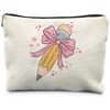 RYYCDOI Coquette Pink Bow Teacher Makeup Bag, Teacher Appreciation Gifts
