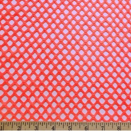 Fluky Fabrics Bright Neon Coral Color Big Hole Fishnet Fabric