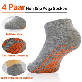 HYCLES 4 Pairs Non-Slip Yoga Pailates Socks with Grip for Women and Men, Non-Slip Ankle Socks for Yoga, Pilates, Barre, Home & Hospital, 01#Black + Grey + Pink + Lil