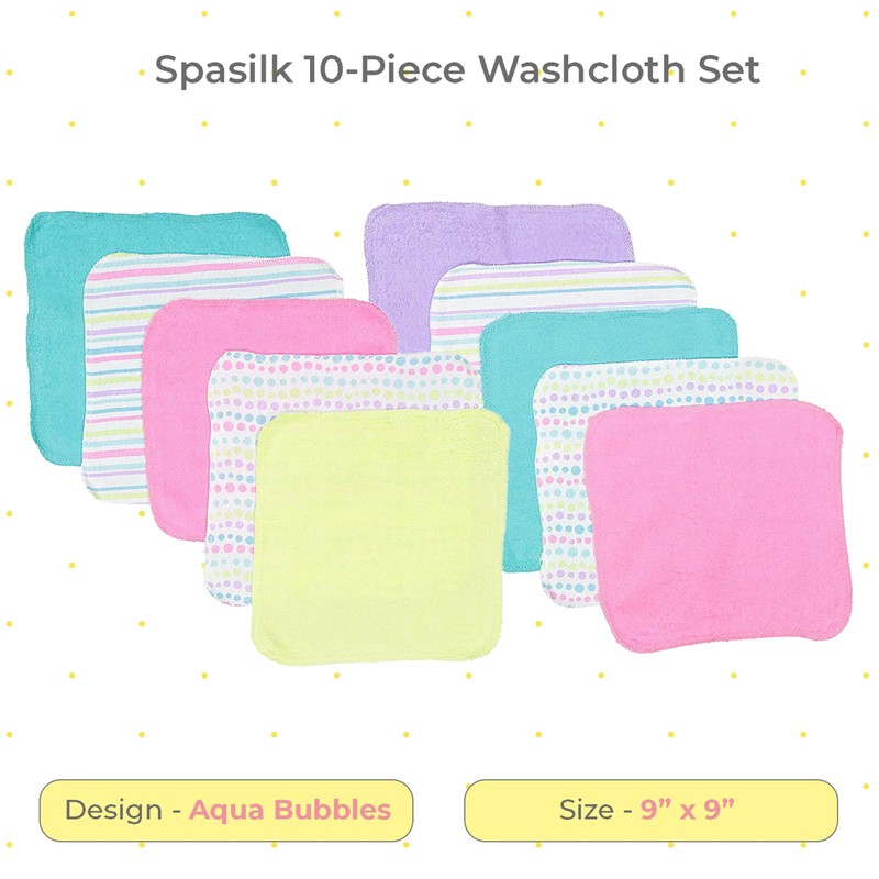 Spasilk Washcloth Wipes Set for Newborn Boys and Girls, Soft