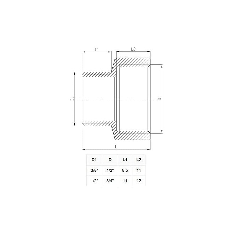 Pipe Connection Reduction Fittings Chrome Female x Male 1/2" x