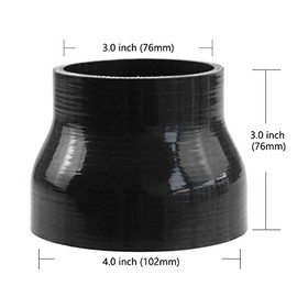 Ucreative Ucreative Straight ID 3.0" to 4.0" (76mm to 102mm) Coupler Silicone Hose 4-Ply