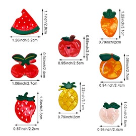 8PCS Mini Fruit Hair Claw Clips for Girls Cute Acetate Hair Barrettes Fun Summer Accessories for Women