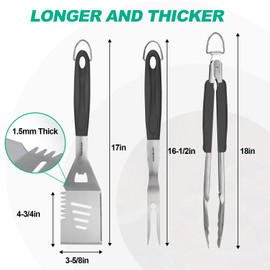 HAUSHOF Large Grill Accessories Heavy Duty BBQ Set Gifts for Men/Women - Premium Stainless Steel Spatula, Fork & Tongs, Barbecue Utensils Tool Kit Gift for Grilling Lover Outdoor