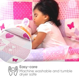 Bloomsbury Mill - Hearts & Butterflies Patchwork - Pink - Pair of Pillowcases (Extra)