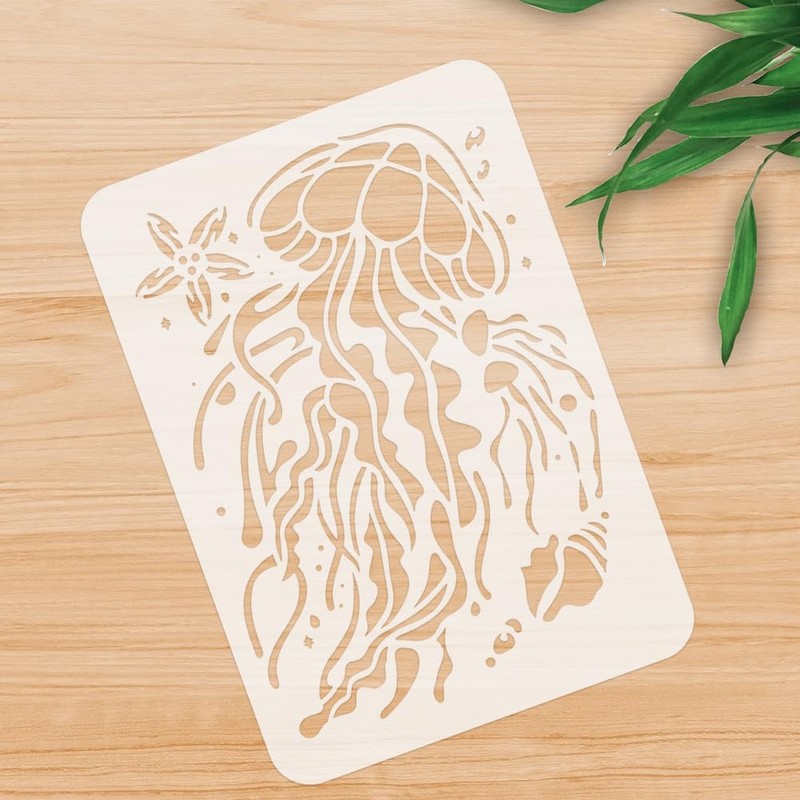 DOODLREAM Jellyfish Ocean Animal Stencil for Painting 29.7 x 21cm